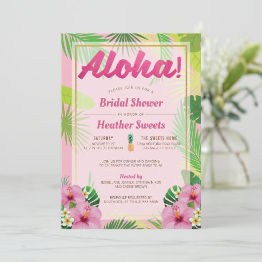 ルアウ(ハワイ式宴会)ブライダルシャワー招待 招待状 (スタンド正面)