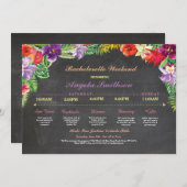 ルアウ(ハワイ式宴会)ブライダルシャワー旅程バチェロレッテ招待状 招待状 (正面/裏面)