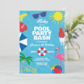 ルアウ(ハワイ式宴会)プールパーティの招待状 招待状 (スタンド正面)
