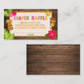 ルアウ（ハワイ式宴会）ベビーシャワーおむつラッフルカード エンクロージャーカード (正面/裏面)