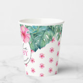 ルアウ（ハワイ式宴会）ベビーシャワートロピカルハイビスカスフラワー 紙コップ (左)