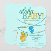 ルアウ（ハワイ式宴会）ベビー華美シャワー招待状 招待状 (正面/裏面)