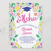 ルアウ(ハワイ式宴会)卒業パーティー招待状ハワイアントロピカル 招待状 (正面/裏面)