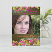 ルアウ（ハワイ式宴会）卒業パーティー/ハイビスカス/レインボー 招待状 (スタンド正面)