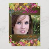 ルアウ(ハワイ式宴会)卒業パーティー/ハイビスカス/レインボー 招待状 (正面/裏面)