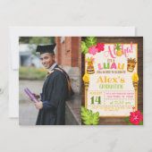 ルアウ(ハワイ式宴会)卒業招待状と写真 – 少年 招待状 (正面)