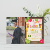 ルアウ(ハワイ式宴会)卒業招待状と写真 – 少年 招待状 (スタンド正面)