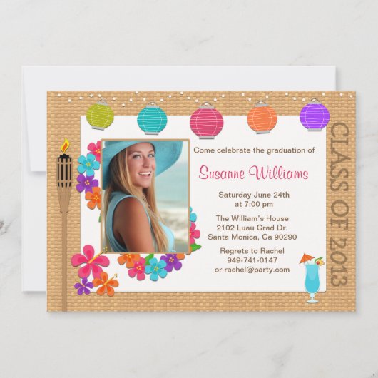ルアウ(ハワイ式宴会)卒業招待状2013年クラス 招待状 (正面)