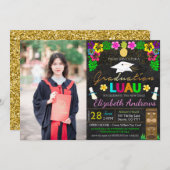 ルアウ（ハワイ式宴会）卒業招待状 招待状 (正面/裏面)