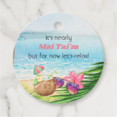 ルアウ（ハワイ式宴会）夏のビーチおもしろいベビーシャワーメッセージカード フェイバータグ (正面)