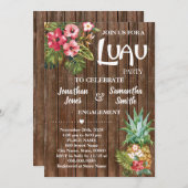 ルアウ（ハワイ式宴会）婚約パーティ結婚お祝い 招待状 (正面/裏面)