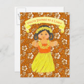 ルアウ(ハワイ式宴会)招待状カード~ハワイフラパーティー インビテーションポストカード (正面/裏面)