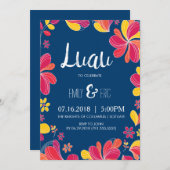ルアウ（ハワイ式宴会）招待状-ハワイアン熱帯パーティの招待状 招待状 (正面/裏面)