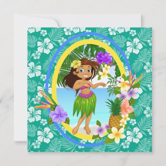 ルアウ（ハワイ式宴会）招待状/ビーチ結婚式パーティー 招待状 (正面)