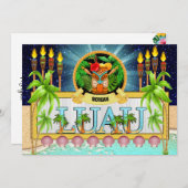 ルアウ（ハワイ式宴会）招待状- 「戻る」を参照 招待状 (正面/裏面)