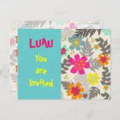 ルアウ(ハワイ式宴会)時間パーティの招待状はがき インビテーションポストカード (正面/裏面)