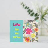 ルアウ(ハワイ式宴会)時間パーティの招待状はがき インビテーションポストカード (スタンド正面)