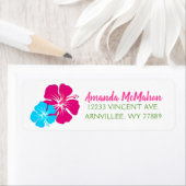 ルアウ(ハワイ式宴会)熱帯ハイビスカス差出人住所ラベル ラベル (インサイチュ)