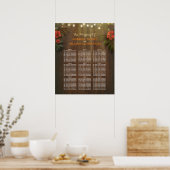 ルアウ（ハワイ式宴会）熱帯ビーチの結婚花の座席表 ポスター (キッチン)