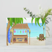 ルアウ（ハワイ式宴会）熱帯ビーチ誕生日招待状～ボーイズ 招待状 (スタンド正面)