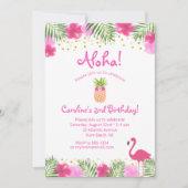 ルアウ（ハワイ式宴会）熱帯フローラガール第3回誕生日Invt 招待状 (正面)
