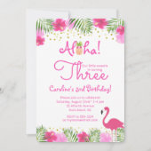 ルアウ（ハワイ式宴会）熱帯フローラガール第3回誕生日Invt 招待状 (正面)