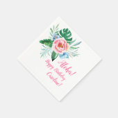 ルアウ（ハワイ式宴会）熱帯フローラハワイアンブーケ誕生日 スタンダードカクテルナプキン (角)