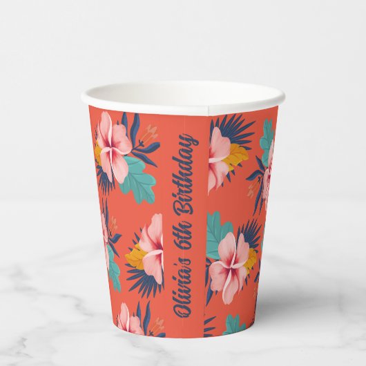ルアウ（ハワイ式宴会）熱帯夏プールパーティー誕生日 紙コップ (右)