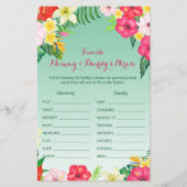 ルアウ（ハワイ式宴会）熱帯性ベビーシャワーゲームプリント (正面)