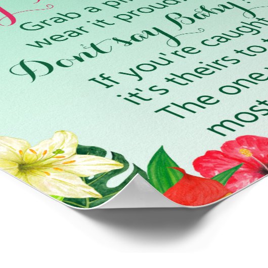 ルアウ（ハワイ式宴会）熱帯性ベビーシャワー徴候 ポスター (角)