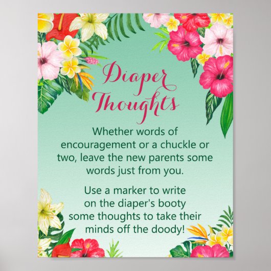 ルアウ（ハワイ式宴会）熱帯性ベビーシャワー徴候 ポスター (正面)