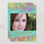 ルアウ(ハワイ式宴会)/熱帯花の卒業パーティー 招待状 (正面/裏面)