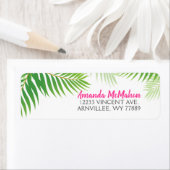 ルアウ（ハワイ式宴会）熱帯葉差出人住所ラベル ラベル (インサイチュ)