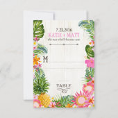 ルアウ（ハワイ式宴会）結婚ハワイアンビーチ素朴座席表 招待状 (正面)
