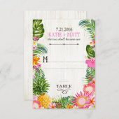 ルアウ(ハワイ式宴会)結婚ハワイアンビーチ素朴座席表 招待状 (正面/裏面)