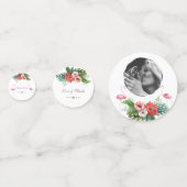 ルアウ（ハワイ式宴会）結婚誕生日フラミンゴフローラ金ゴールド コンフェッティ (正面)