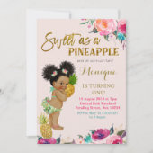 ルアウ（ハワイ式宴会）誕生日の招待アフリカ系アメリカ人 招待状 (正面)