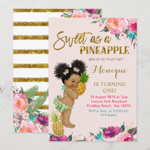 ルアウ（ハワイ式宴会）誕生日の招待アフリカ系アメリカ人 招待状