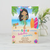 ルアウ(ハワイ式宴会)誕生日の招待サマービーチパーティー招待状 招待状 (スタンド正面)
