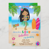ルアウ(ハワイ式宴会)誕生日の招待サマービーチパーティー招待状 招待状 (正面/裏面)