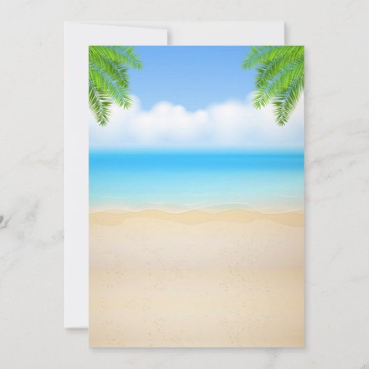 ルアウ（ハワイ式宴会）誕生日の招待サマービーチパーティー招待状 招待状 (裏面)