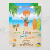 ルアウ(ハワイ式宴会)誕生日の招待サマービーチパーティー招待状 招待状 (正面/裏面)