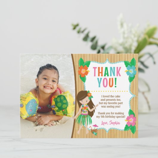 ルアウ（ハワイ式宴会）誕生日サンキューカード（写真あり） 招待状 (スタンド正面)