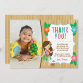 ルアウ（ハワイ式宴会）誕生日サンキューカード（写真あり） 招待状 (正面/裏面)