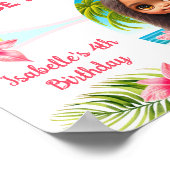 ルアウ(ハワイ式宴会)誕生日トロピカルビーチパーティーガールオフィールサイン ポスター (角)