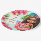 ルアウ（ハワイ式宴会）誕生日トロピカルビーチパーティー ペーパープレート (アングル)