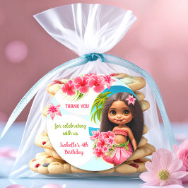 ルアウ（ハワイ式宴会）誕生日トロピカルビーチパーティー ラウンドシール