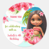 ルアウ（ハワイ式宴会）誕生日トロピカルビーチパーティー ラウンドシール (正面)