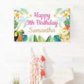 ルアウ（ハワイ式宴会）誕生日バナー – ハッピーバースデーガールパーティー 横断幕 (インサイチュ)