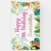 ルアウ（ハワイ式宴会）誕生日バナー – ハッピーバースデーガールパーティー 横断幕 (縦)